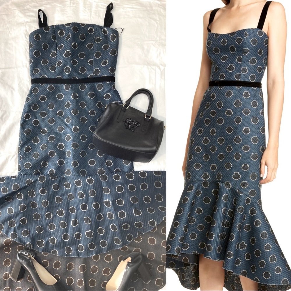 Johanna Ortiz - Blue Ruffle Hem, Canvas Midi Dress